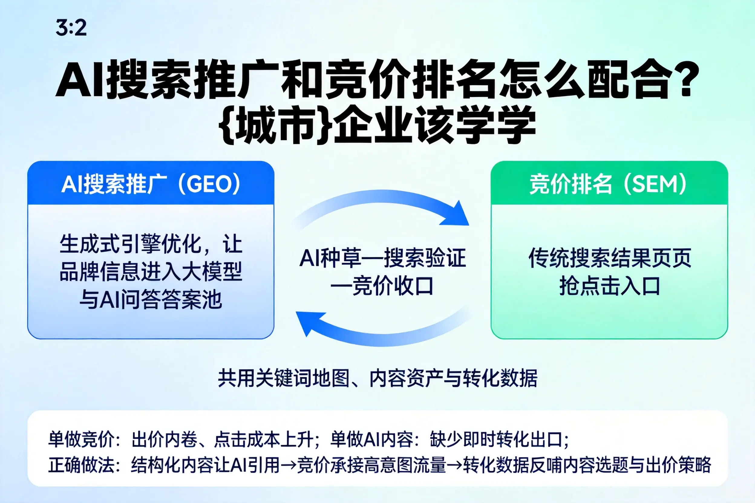 AI搜索推广和竞价排名怎么配合？咸宁企业该学学