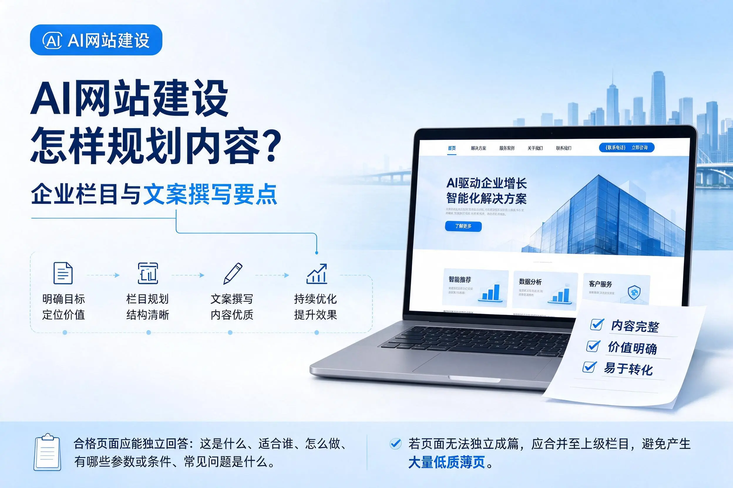 AI网站建设怎样规划内容?咸宁企业栏目与文案撰写要点